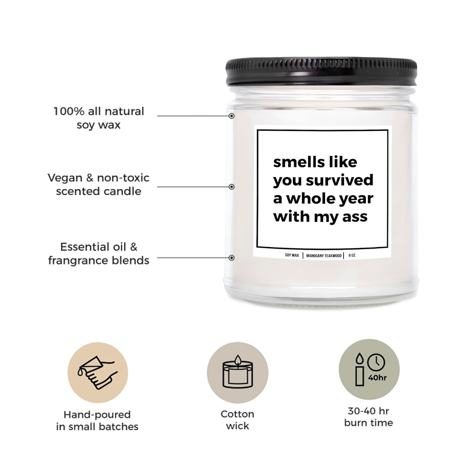 You Nique Designs 1St Anniversary Candle - 1 Year Dating Anniversary For Boyfriend, Girlfriend - 1 Year Wedding Present For Wife, Husband - 1St Anniv Candle Ideas (Mahogany Teakwood)