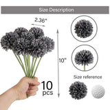 Artificial Flowers, 12Pcs Fake Flowers Silk Artificial Chrysanthemum Ball Hydrangea Bridal Wedding Bouquet For Home Garden Party Wedding Decor (Grey, 12 Pcs)