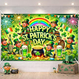 St. Patrick'S Day Banner 71X43 Inch Leprechaun Shamrock Irish Party Decorations Outdoor Porch Entrance Celebration Green Holiday Display Background For Happy St. Patrick'S Day Decor