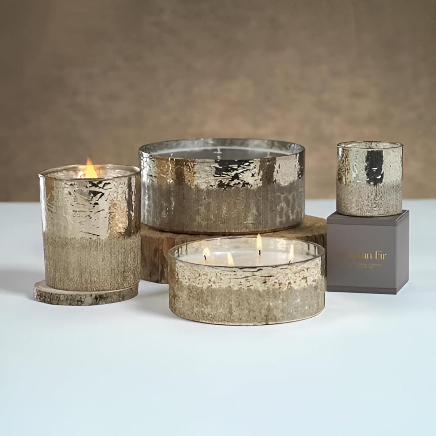 Zodax Siberian Fir Antique Gold & Silver Scented Jar Candles (Silver | 6 Wick | 44 Ounce | 85 Hour Burn Time)