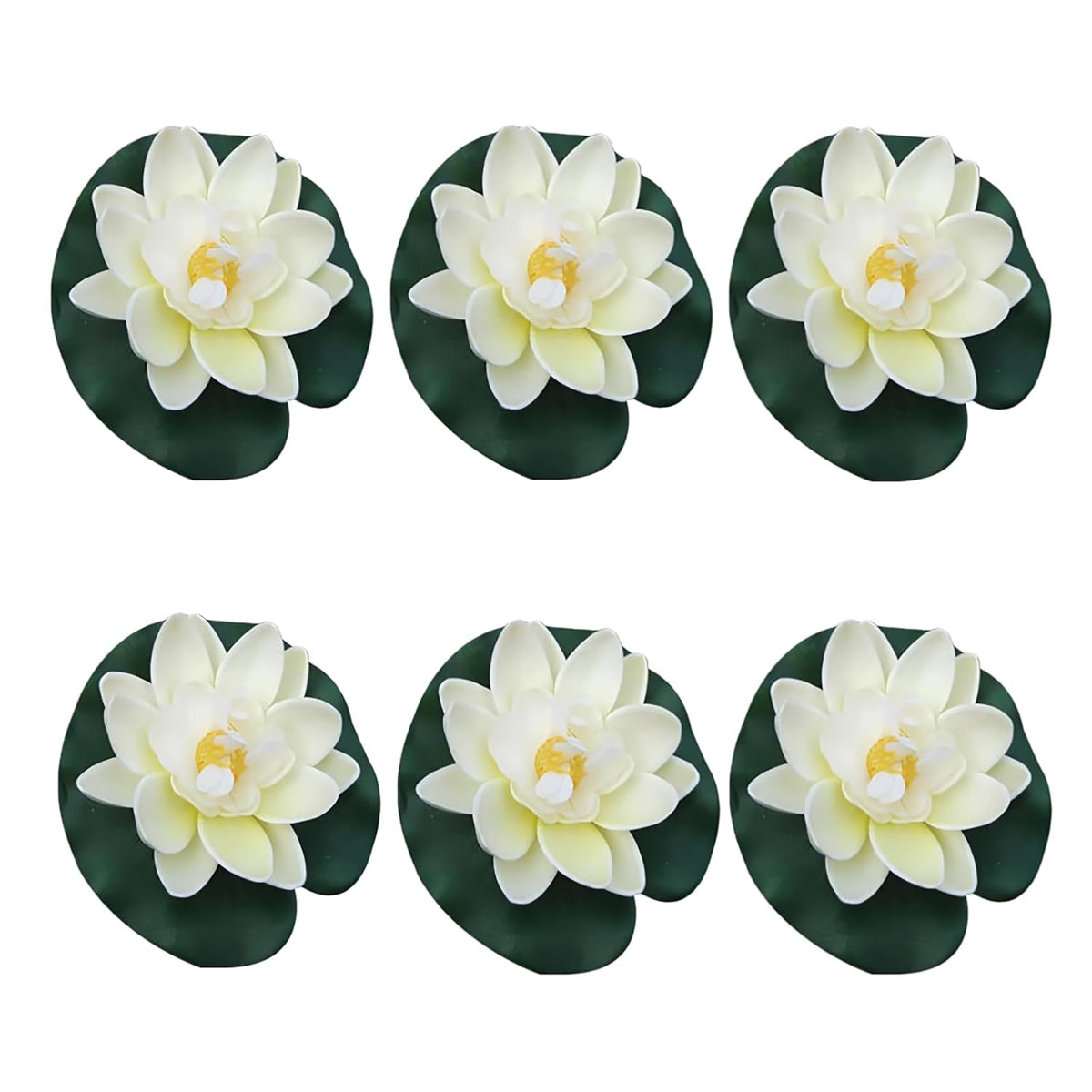 6Pcs White Artificial Floating Foam Lotus Flowers With Water Lily Pad Ornaments, Perfect For Patio Koi Pond Pool Aquarium Home Garden Wedding Party Holiday Decoration Water Gardens And Ponds
