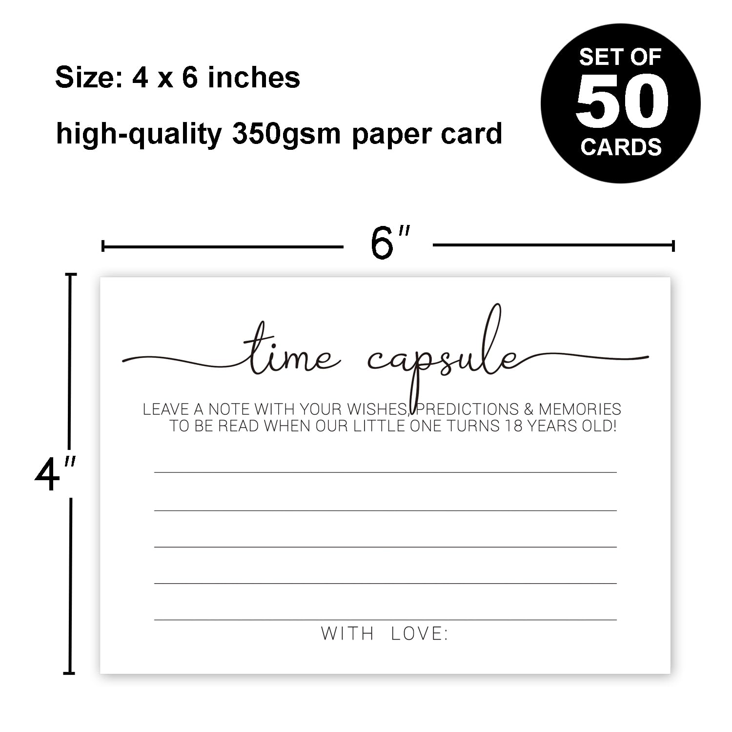 50 Time Capsule Cards For 1St Birthday Or Baby Shower Game Activity, Advice And Wishes Cards, And Anniversary Cards For Baby Shower Time Capsule