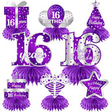 Purple Silver Sweet 16Th Birthday Table Centerpiece Decorations For Gi