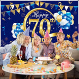 Blue Happy Birthday Banner Decorations For Men, Blue Gold Birthday Bac