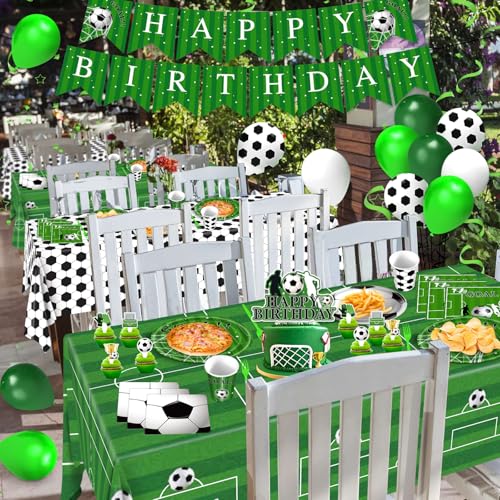 2026 World Soccer Party Decorations, 143Pcs Soccer Cup Birthday Party Supplies-Serves 24 with Plates and Napkins Tablecloth Birthday Banner for World Soccers Sports Theme Birthdays Decorations