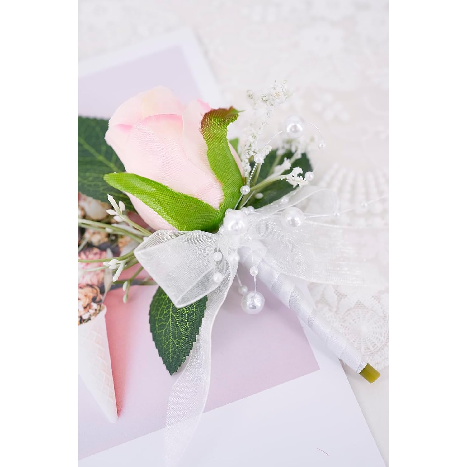 1Pc Single Pink Boutonnieres For Men Wedding Prom, Artificial Rose Flower Groom And Groomsmen Boutonniere For Wedding Homecoming Ceremony Anniversary, Formal Dinner Party