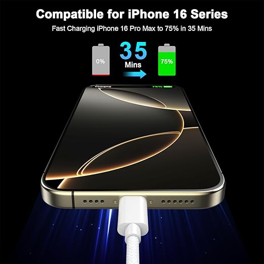 2 Pack Apple MFi Certified 60W USB C to USB C Cable 6FT Woven Fast Charging Cord for iPhone 17 16 15 iPad Galaxy S26 S25