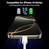 2 Pack Apple MFi Certified 60W USB C to USB C Cable 6FT Woven Fast Charging Cord for iPhone 17 16 15 iPad Galaxy S26 S25