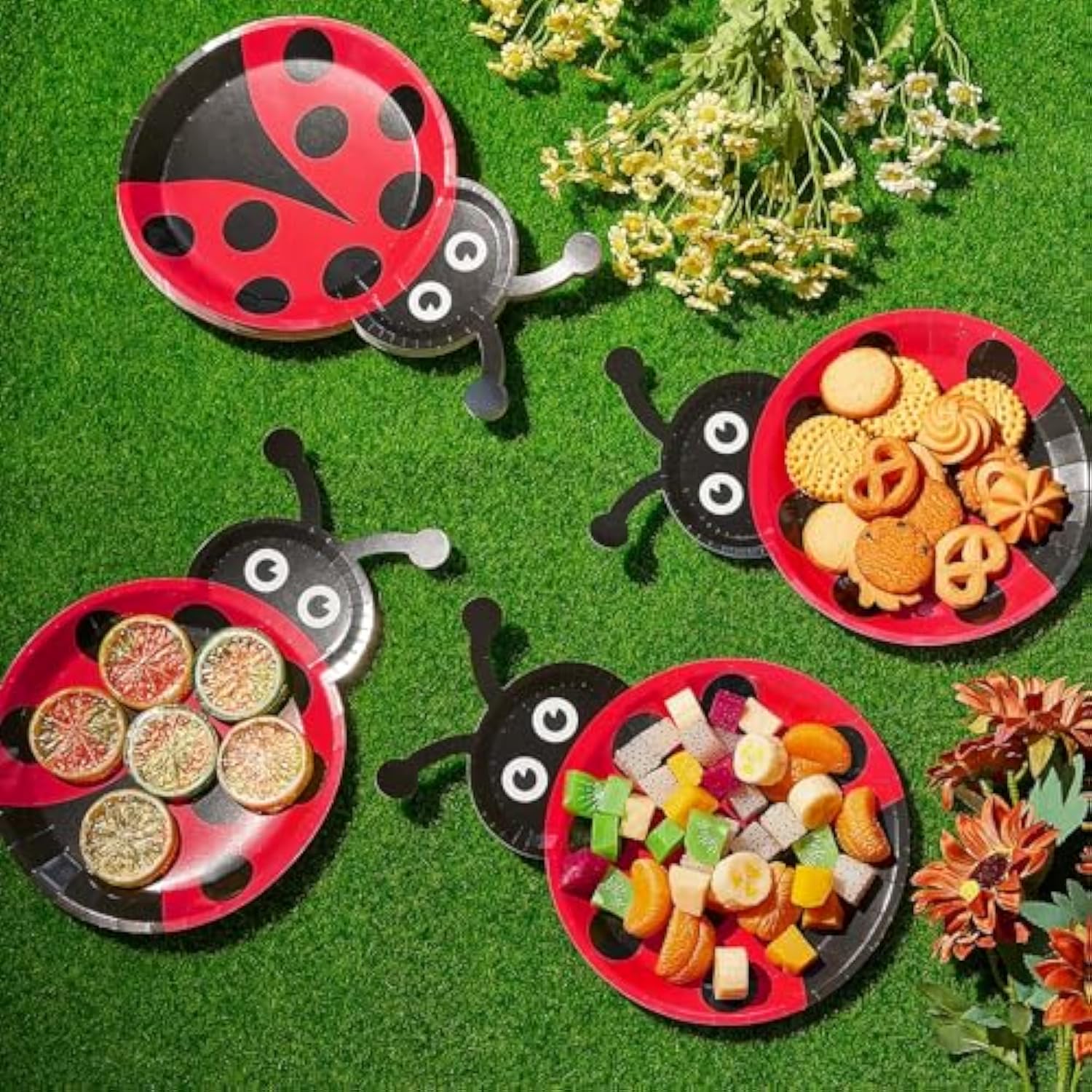 24 Pcs Ladybug Plates Party Paper Plates Ladybug Theme Party Decorations For Dinner Dessert Picnic Birthday Wedding