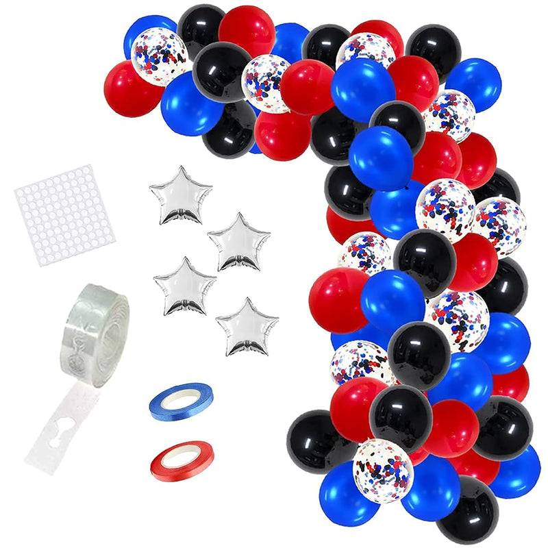 Red Blue Black Balloon Garland Arch Kit, 113 Pcs Royal Blue Red Black