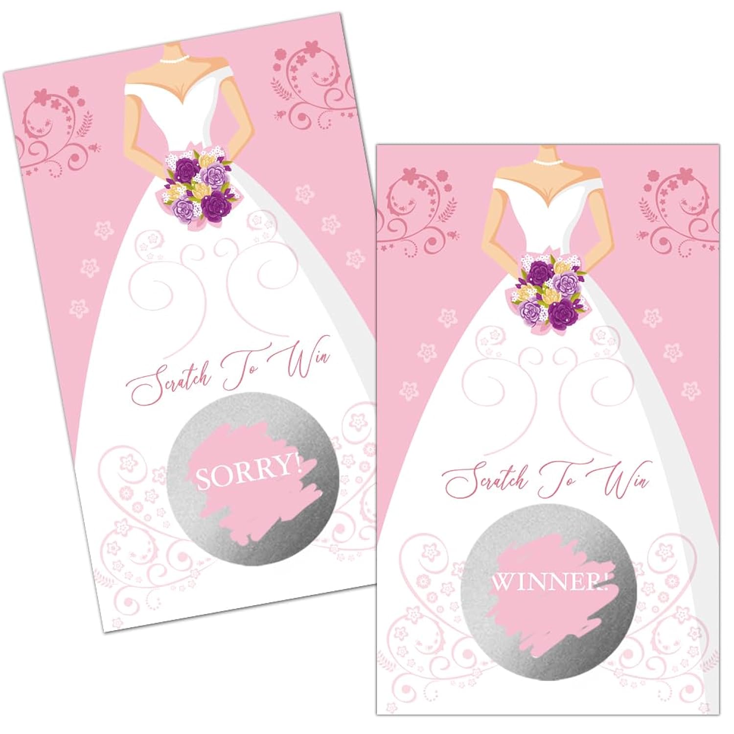 50 Pack Bouquet Wedding Dress Bridal Shower Scratch Off Game Cards For Country Wedding, Bridal Shower, Bridal Lottery Tickets, Wedding Shower Ideas, Bachelor Party Games, Baby Shower
