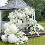 12 Inch White Balloons, 100 Pack Latex Balloons Helium Quality For Birthday, Baby Shower, Wedding Party Decorations With White Ribbon