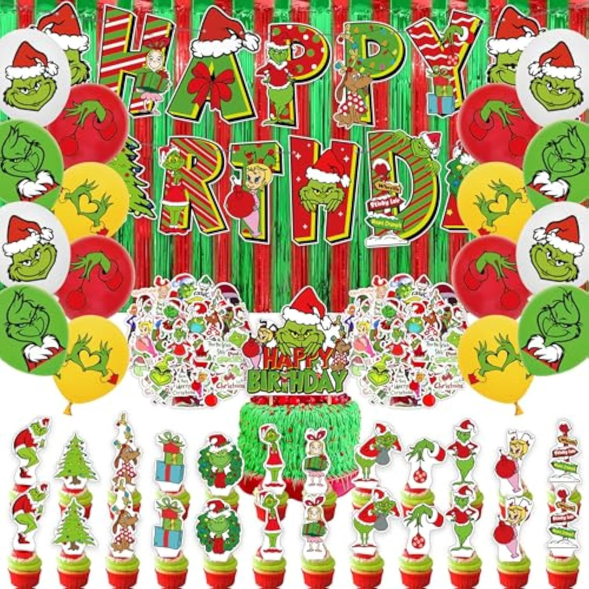 208Pcs Christmas Party Decorations Balloon Rain Curtain Stickers, Holiday Decorations For Families, Schools And Offices, Christmas And New Year'S Birthday Party Decorations.