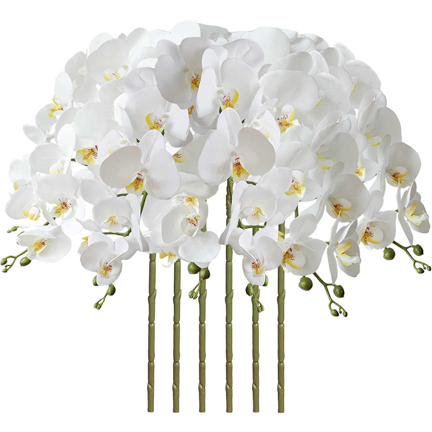 32" Artificial Phalaenopsis Flowers 6 Pcs Artificial Orchid Flowers Stem Plants For Home Décor (6Pcs)