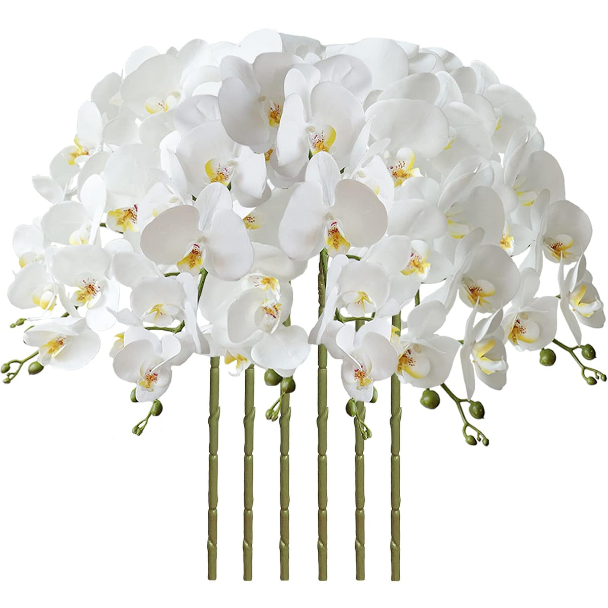 32" Artificial Phalaenopsis Flowers 6 Pcs Artificial Orchid Flowers Stem Plants For Home Décor (6Pcs)