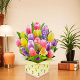 Pop Up Tulip Flower Bouquet Card Get Well Soon Cards 3D Pop Up Birthday Card Thinking Of You Greeting Card For Christmas Congratulations Gifts Includes Envelop