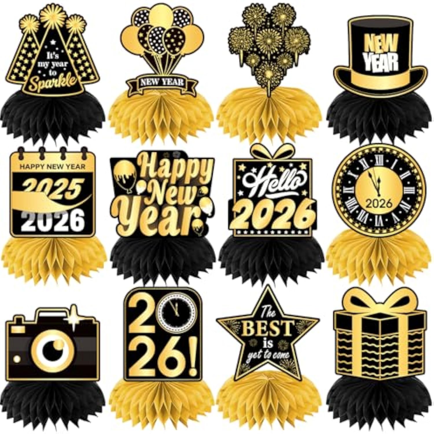 12-Piece New Year 2026 Double-Sided Table Centerpiece Set
