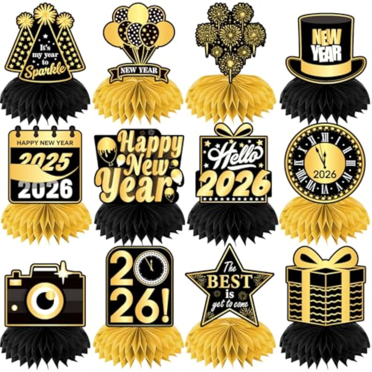 12-Piece New Year 2026 Double-Sided Table Centerpiece Set