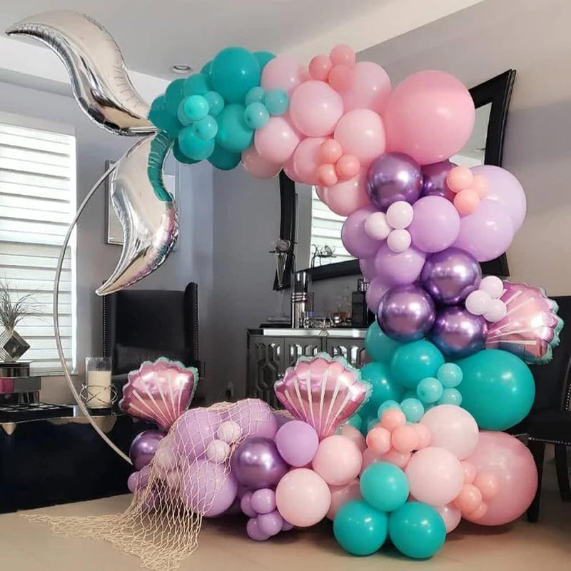 119Pcs Mermaid Balloon Garland Kit, Mermaid Tail Arch Party Decoration