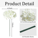 65Pcs White Hydrangea Artificial Flowers Bulk?Realistic Silk Fake Flowers With Stems?Faux Hydrangea Flowers For Wedding Home Decor Centerpieces Living Room Garden Party Baby Shower Decoration