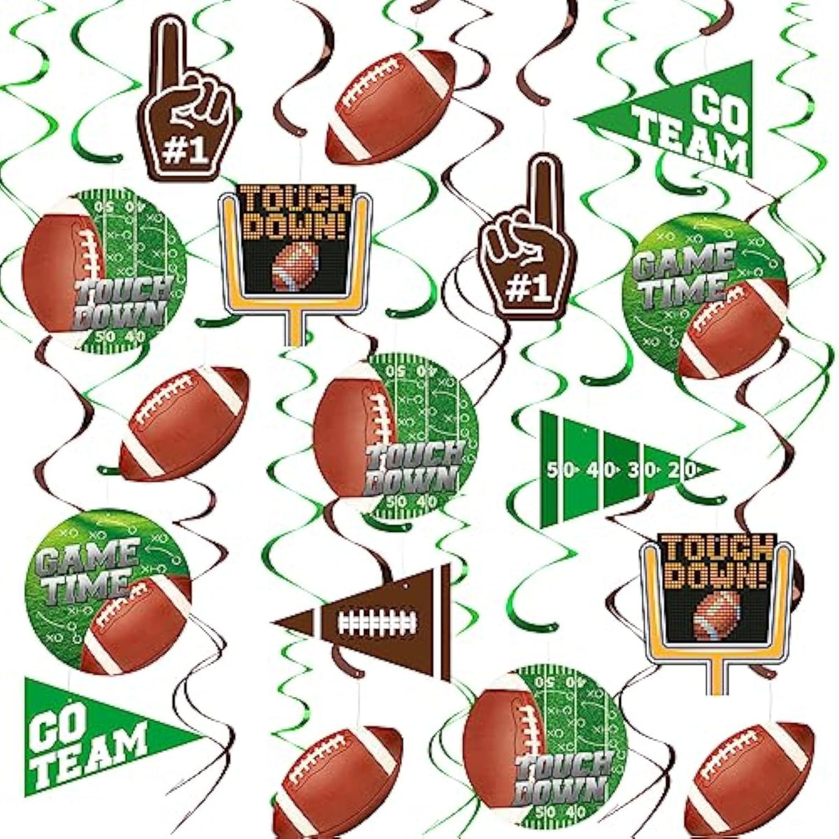 30 Pieces Football Party Decorations Football Hanging Swirl For Football Birthday Party Football Game Day Tailgate Party Supplies