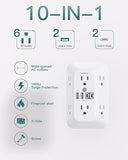 Surge Protector Outlet Extender 6 Outlets 4 USB Ports 2 USB C 1800J Wall Charger