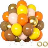 50Pcs 12Inch Fall Balloons Orange Brown Yellow Thanksgiving Party Decorations