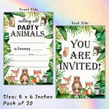 Woodland Birthday Invitations With Envelopes - Safari Party Invitation Card For Boys/Girls - Forest Animal Themed Fill-In Invites Cards - Jungle Party Supplies Decorations (20 Pack)-18
