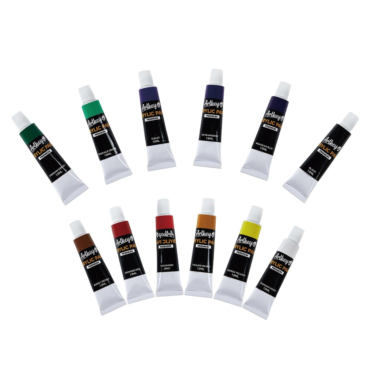Acrylic Paint Set - 12 Vibrant Colors (12 Ml/0.4 Oz) Tubes, Rich & Professional Grade Pigments, Acrylic Paints For Canvas Wood Rock Clay Fabric Ceramics Art Crafts Painting - Art Supplies