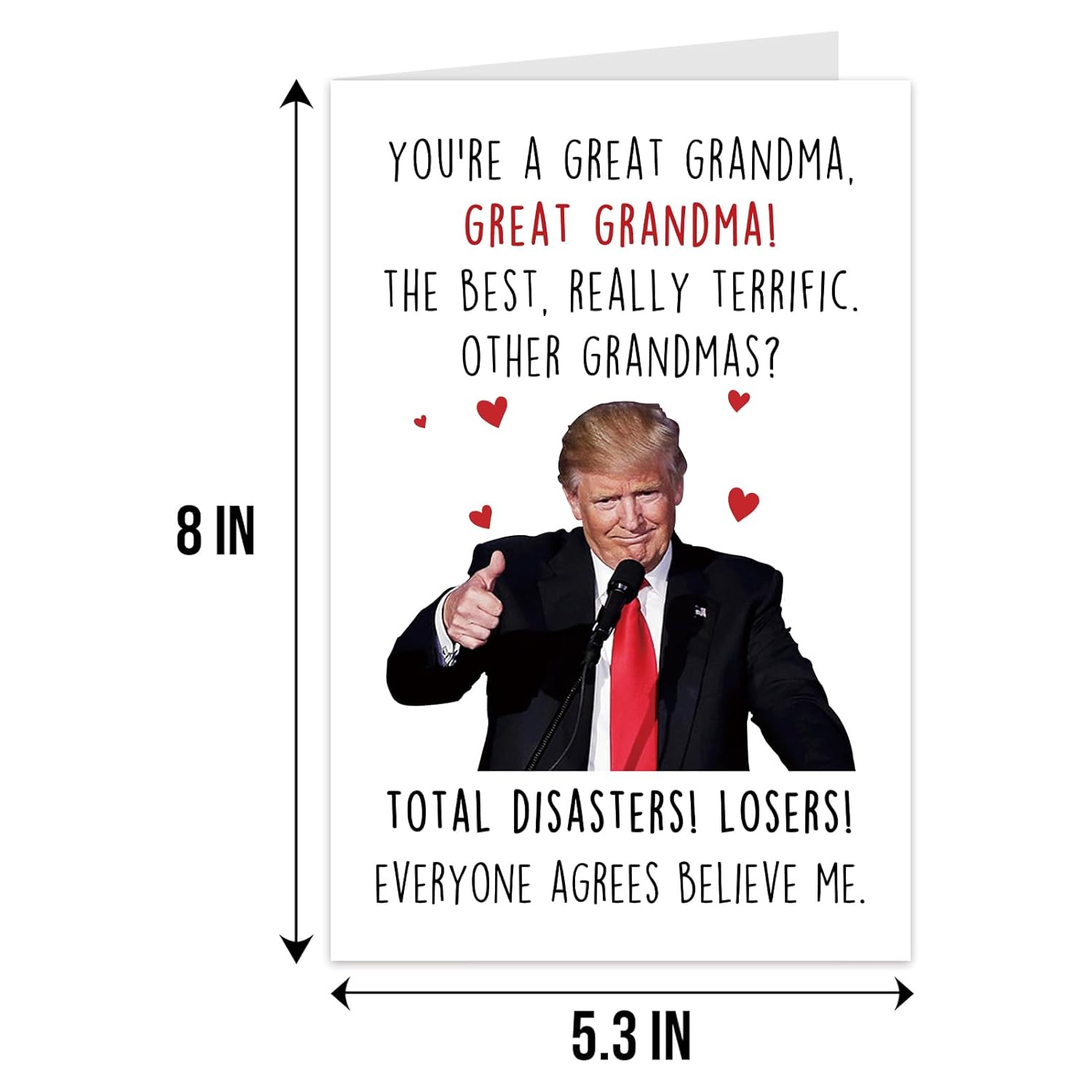 Funny Trump-Themed Birthday Card For Grandma, Grandmother Birthday Card Gift From Granddaughter Grandson, Donald Grandmas Mother'S Day Cards Gifts, Grandmother Christmas Gifts, You Are A Great Grandma Cards