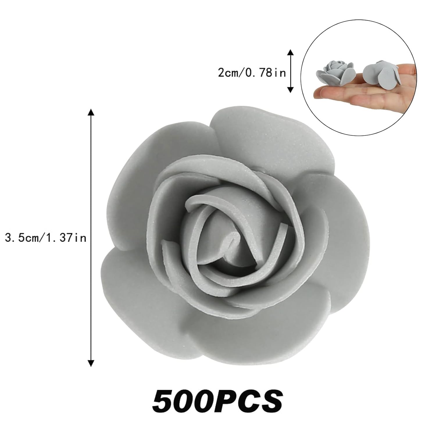 Mini Foam Rose Heads 500Pcs Artificial Flower Silver Foam Fake Flower Bulk For Diy Crafts Wedding Bouquets Baby Shower Centerpieces Floral Arrangements Party Tables Home Decorations(Silver)