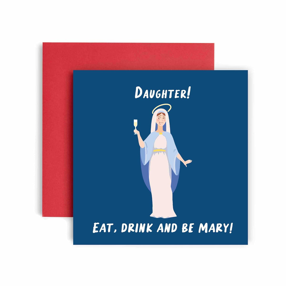 Christmas Cards For Women – Eat And Be Mary Christmas Daughter Happy Christmas Card For Christmas, Daughter Christmas Card With Lovely Green Envelope – Funny Christmas Card (Daughter)