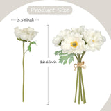 White Poppy Flowers Artificial 2 Bouquets Fake Poppies 10Pcs Real Touch Faux Poppy Flowers Stems For Wedding Party Office Home Decor(White)