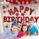 Red 3D Foil Letter Birthday Balloons Banner with 6 Star Balloons for Party Decor