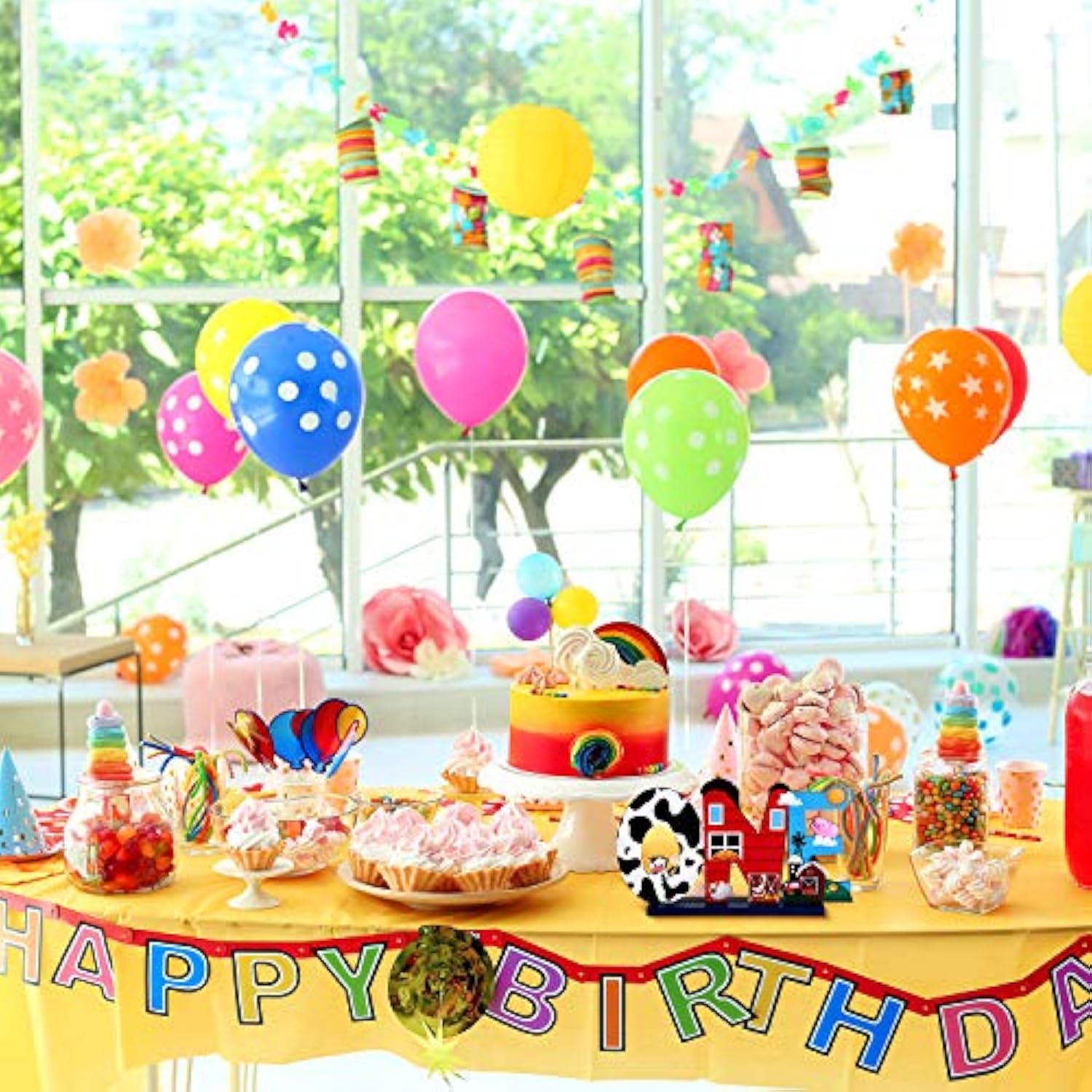 Farm Animal 1St Birthday Party Table Decoration, One Table Topper Letter Sign Wood Farm Barnyard First Birthday Milestone Baby Shower Decoration Barn Photo Props Centerpiece Grass Children Newborn