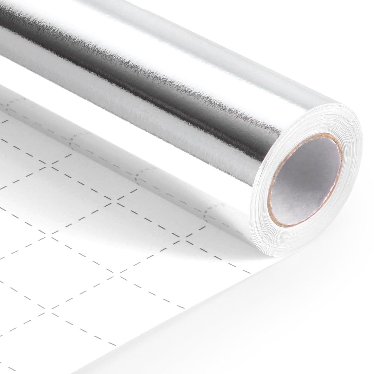 Silver Wrapping Paper, 17Inch X 33Ft Solid Color Metallic Lustre Paper, Silver Gift Wrapping Paper With Grid Cutting Lines Perfect For Birthday, Wedding, Valentine'S Day, Christmas, Baby Shower