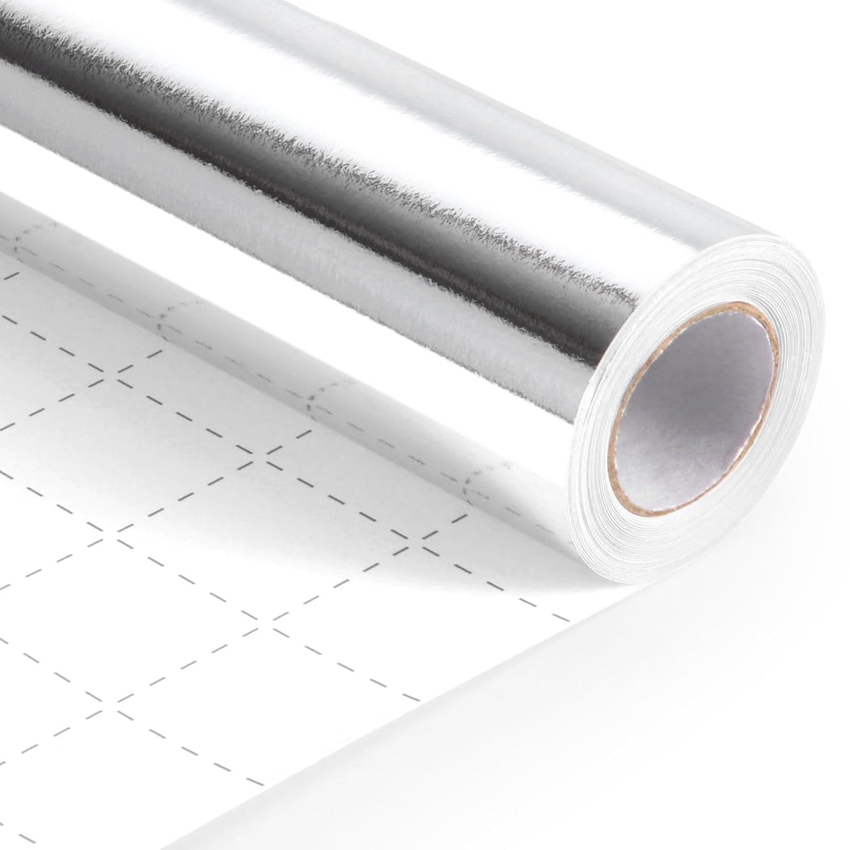 Silver Wrapping Paper, 17Inch X 33Ft Solid Color Metallic Lustre Paper, Silver Gift Wrapping Paper With Grid Cutting Lines Perfect For Birthday, Wedding, Valentine'S Day, Christmas, Baby Shower