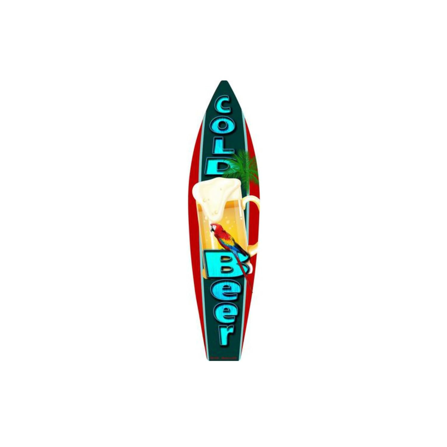 Bundle: Surfboard Decorative Signage, Metal, 17' X 4.3', Cold Beer, Tiki Bar, Margarita, Martinis