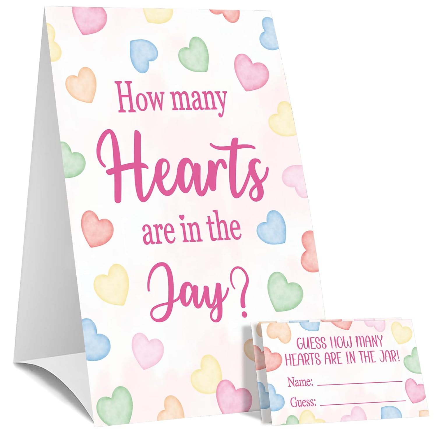 30 Players Valentines Game For Family Office Large Groups Party Adults, Valentine'S Day Guess How Many Hearts Are In The Jar Games Classroom Activities With Guess Cards (Heart)