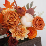 Terracotta Artificial Wedding Flowers Combo Box Set Burnt Orange Flowers Fall Silk Flower In Bulk For Diy Wedding Bouquets Decorations