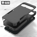 Pixel 9 Pro XL Dual Layer Case, Heavy Duty Shockproof, Screen Protector - Black