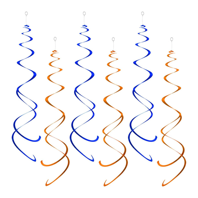 Party Swirl Decorations, Blue And Orange Foil Ceiling Hanging Swirl De