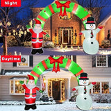 12 Ft Lighted Christmas Inflatable Archway, Inflatable Santa Claus And Snowman Arch Indoor And Outdoor Holiday Decoratio