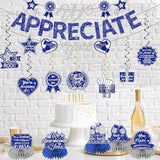 We Appreciate You Decorations, Blue Silver Thank You Decorations Includes We Appreciate You Banner And Employee Appreciation Table Decorations And Hanging Swirls For Pastor Appreciation Decorations