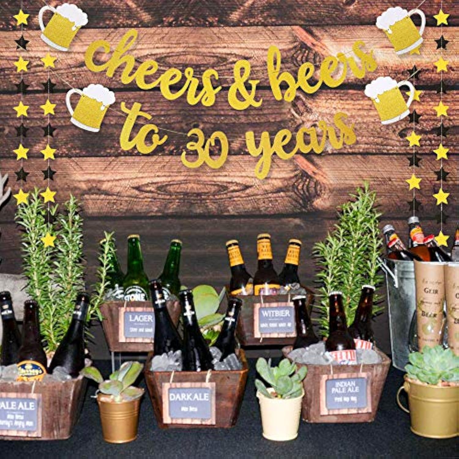 Cheers & Beers To 30 Years Gold Glitter Banner - 30Th Birthday Decorations For Him/Her - 30Th Birthday Gifts - 30 Years Anniversary Decorations - 30Th Wedding Party Supplies For Men/Women