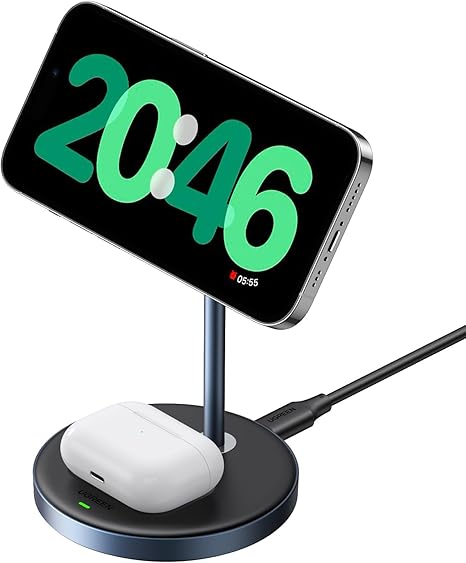 2 in 1 MagSafe Compatible Wireless Charging Stand for iPhone 12 to 17 and AirPods