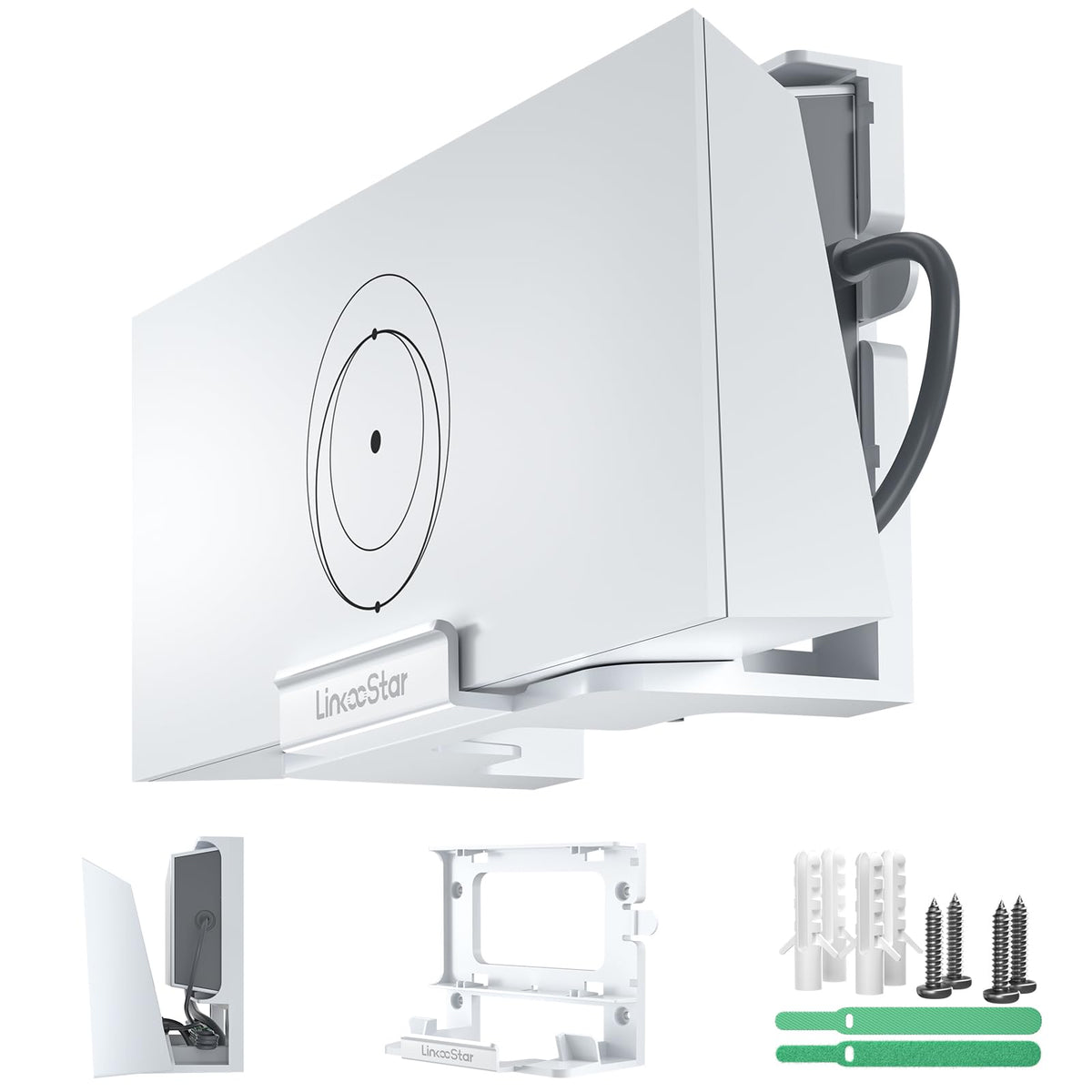 Linkoostar Starlink Gen 3 Router Mount, All In One Starlink Router Wall Mount For Star Link Standard V3 Mesh Router & Gen 3 Power Supply Mounting Kit Accessories-Lm-3C