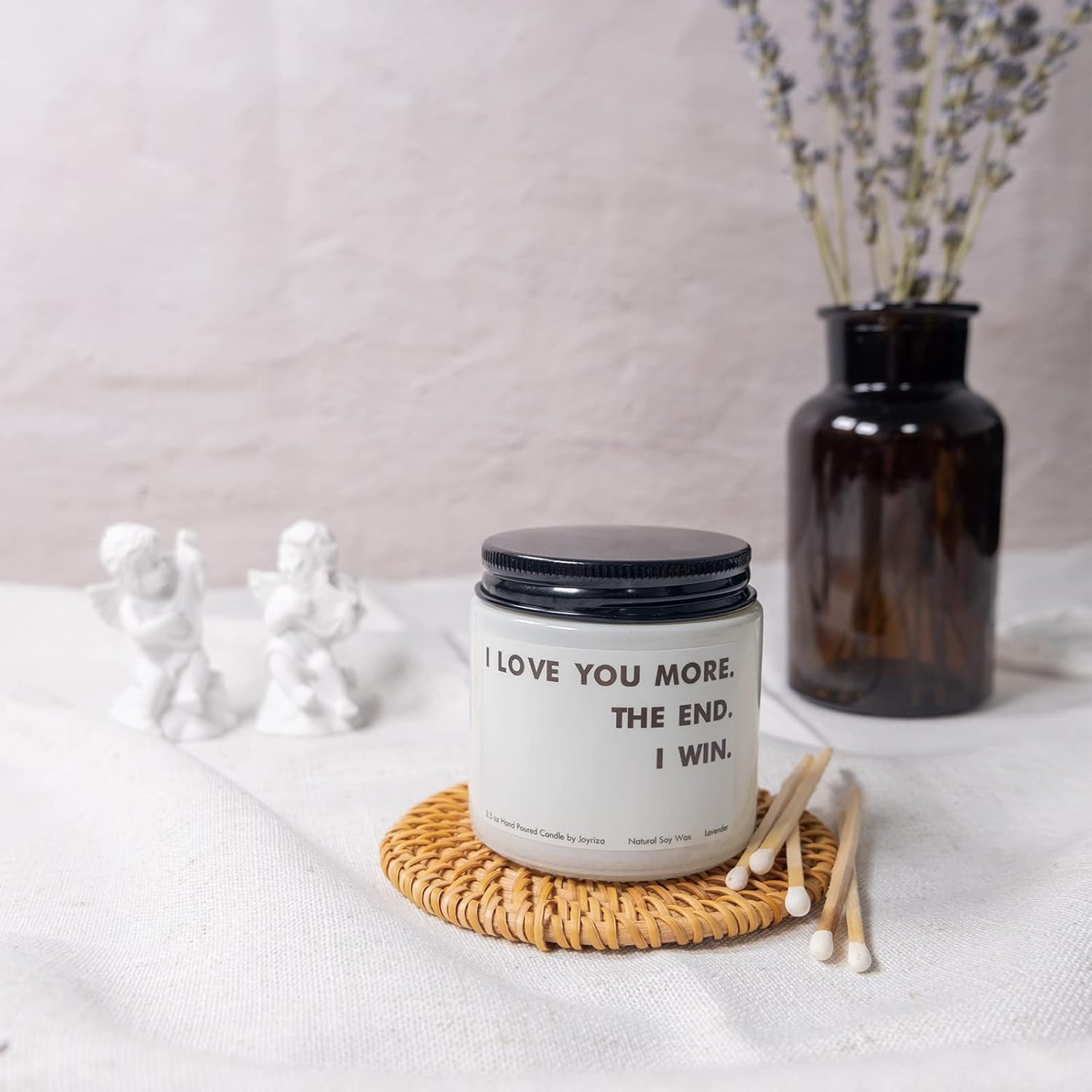 I Love You More The End I Win– Lavender Candle Gifts For Boyfriend Girlfriend Family, Unique Christmas Birthday Wedding Gift, Husband Wife Gift For Anniversary Valentines (3.5Oz)