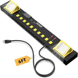 Heavy Duty Metal Power Strip 10 Outlets with LED Work Light Black
