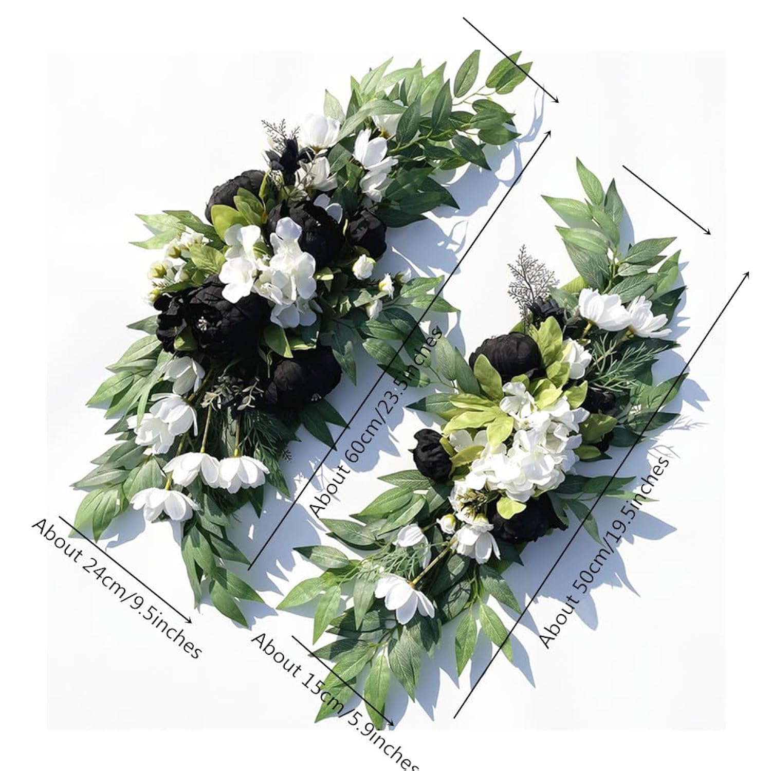 Wedding Arch Flowers, Peony Floral Eucalyptus Greenery Leaves Set Of 2 Artificial Flower For Wedding Ceremony Welcome Sign Home Decorations